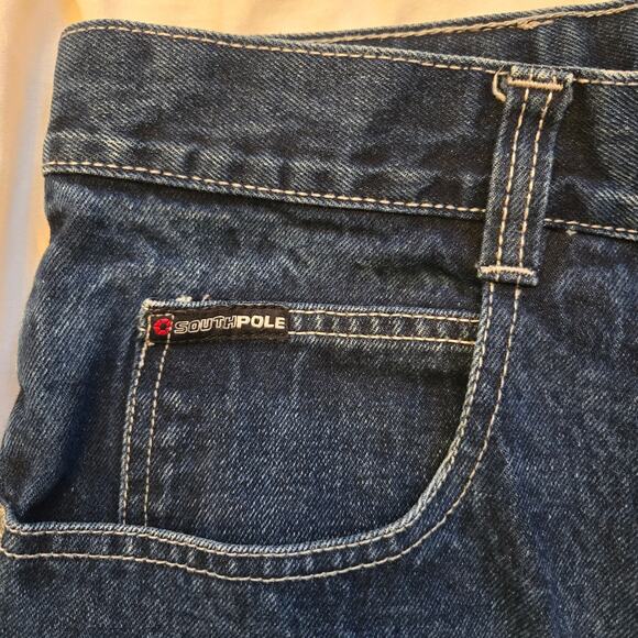 SouthPole Jeans Size 36x32 Dark Blue Heavy Denim Y2K Baggy *read* - Picture 5 of 16